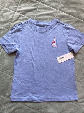 Janie and Jack Light Blue Tee with Sailboat Embroidery